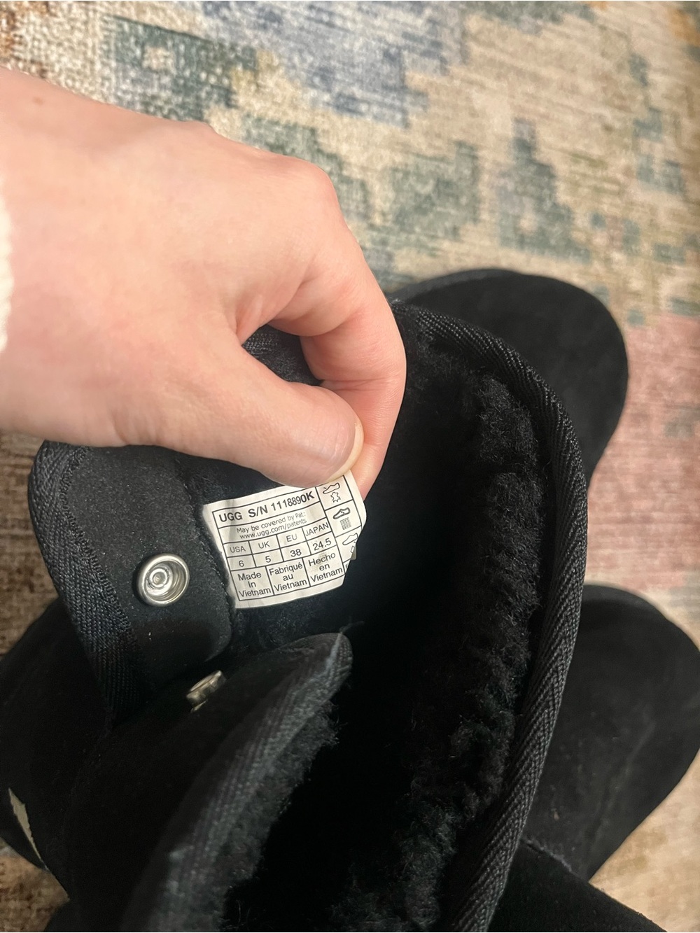 UGG Black Short Button Side Boot - Picture 6 of 8